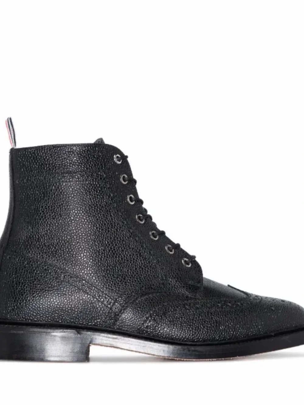 Thom Browne Men's Black Leather Lace-Up Brogue Boot